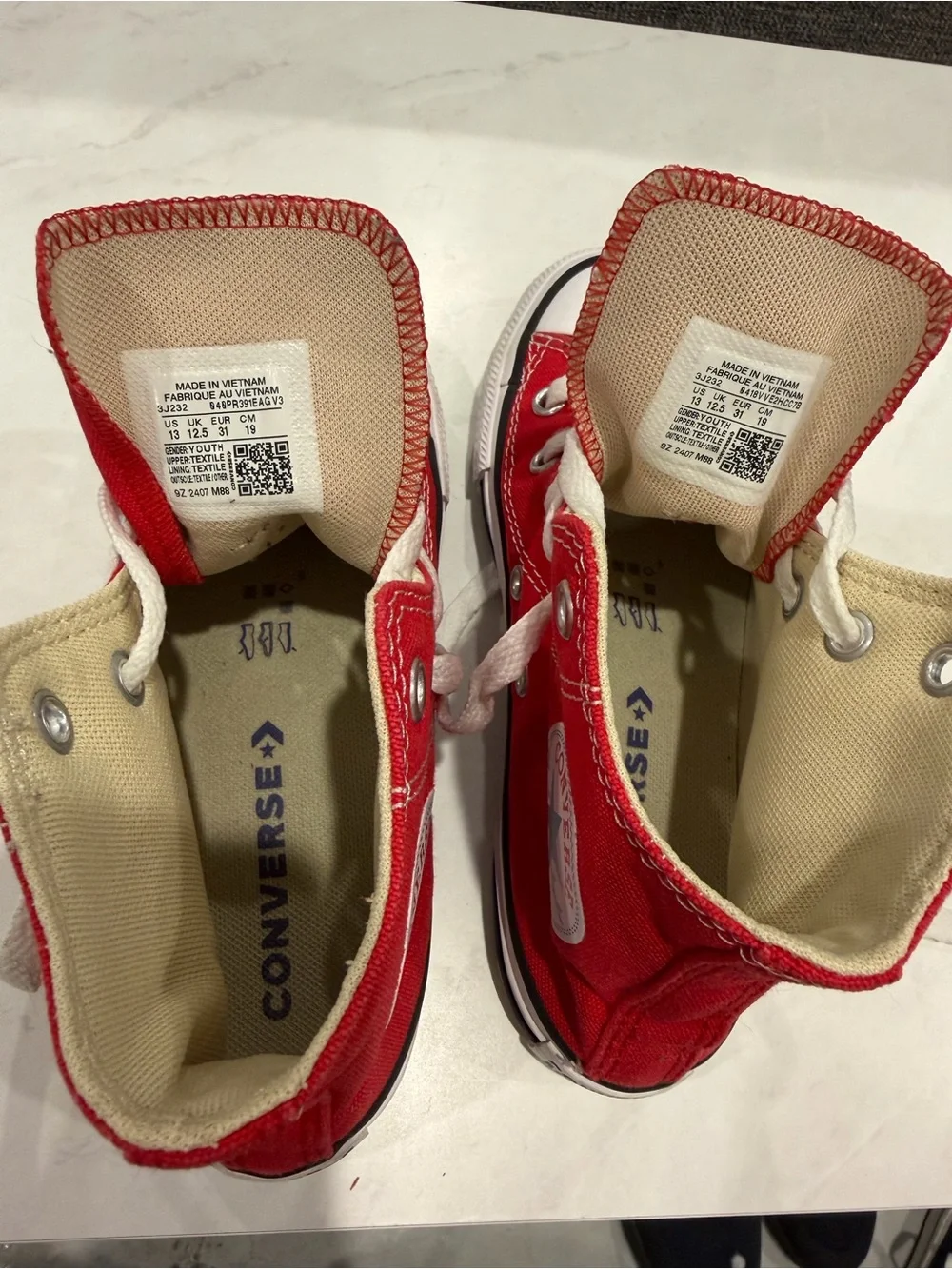 Converse Little Kids' High Top Sneakers in Red and White